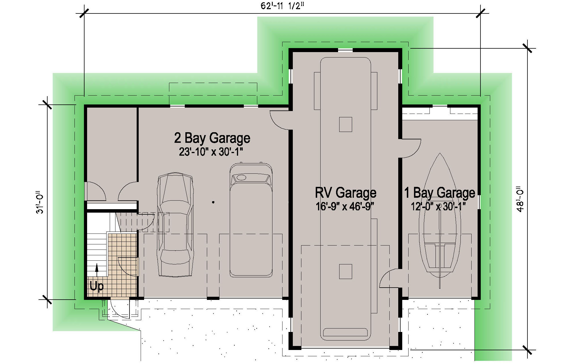 Island RV Garage 45' Motor Home Southern Cottages
