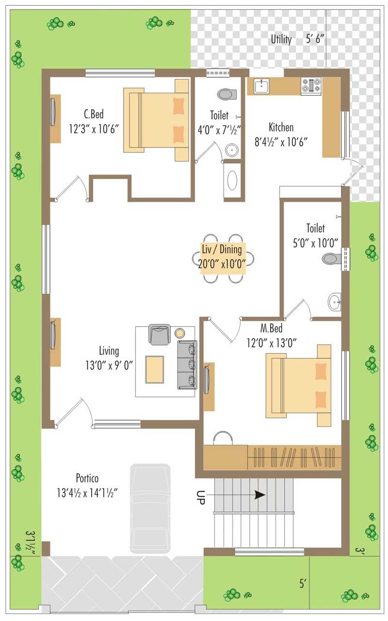 WEST FACING SMALL HOUSE PLAN Google Search 2bhk house