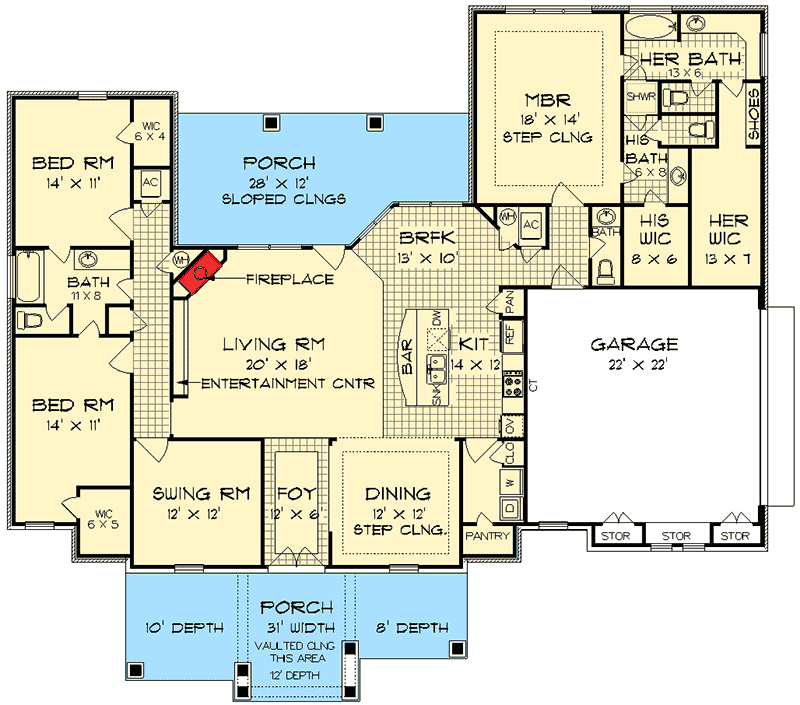 Plan 55137BR His and Her Bathrooms Floor plans, House