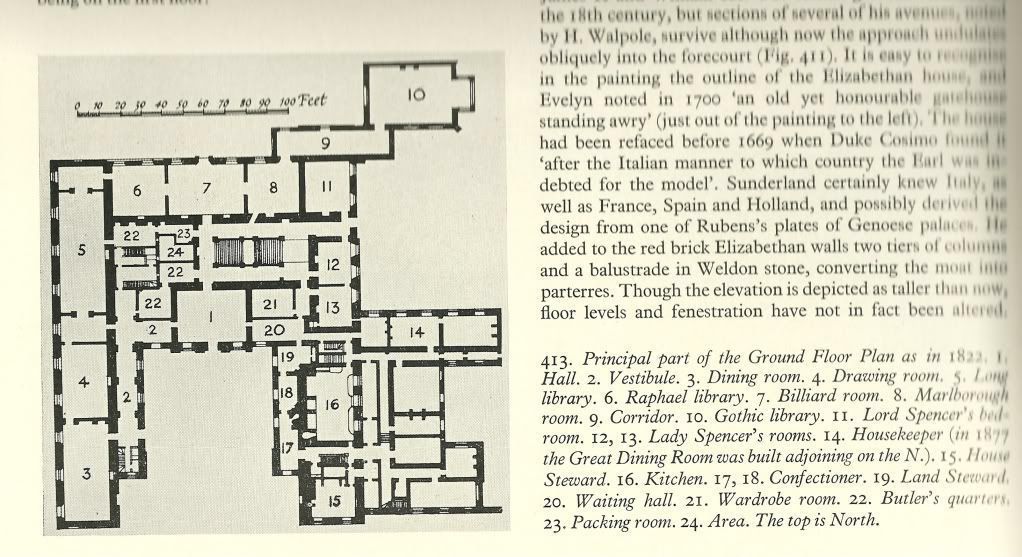 Floor plan of the ground floor of Althorp House. Althorp