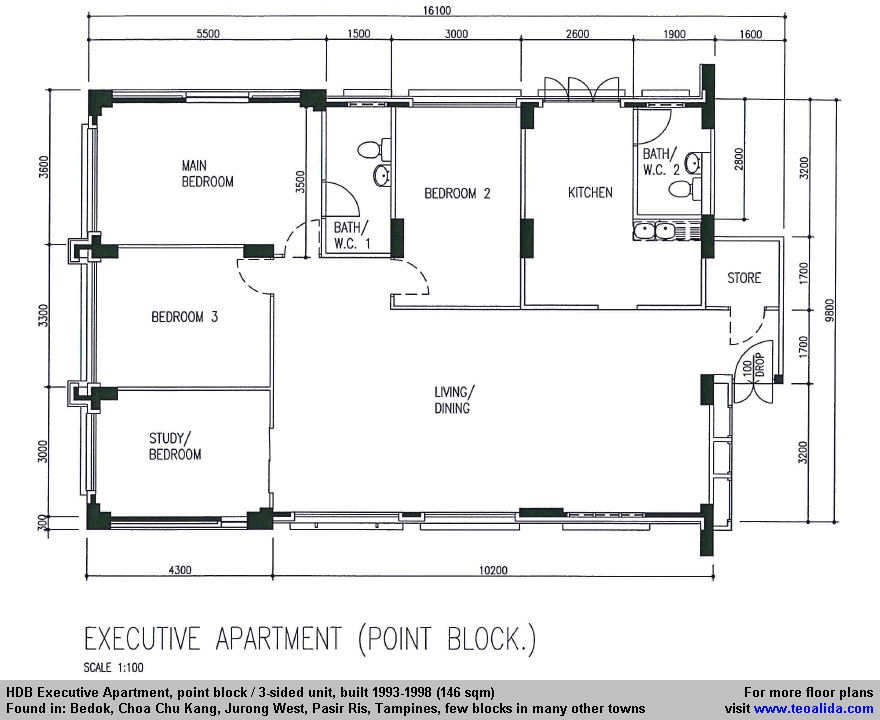 HDB Executive Apartment floor plan (147 sqm) Floor plans