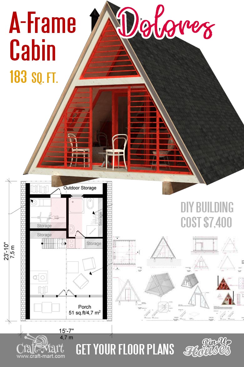 Cute Small Cabin Plans (AFrame Tiny House Plans, Cottages