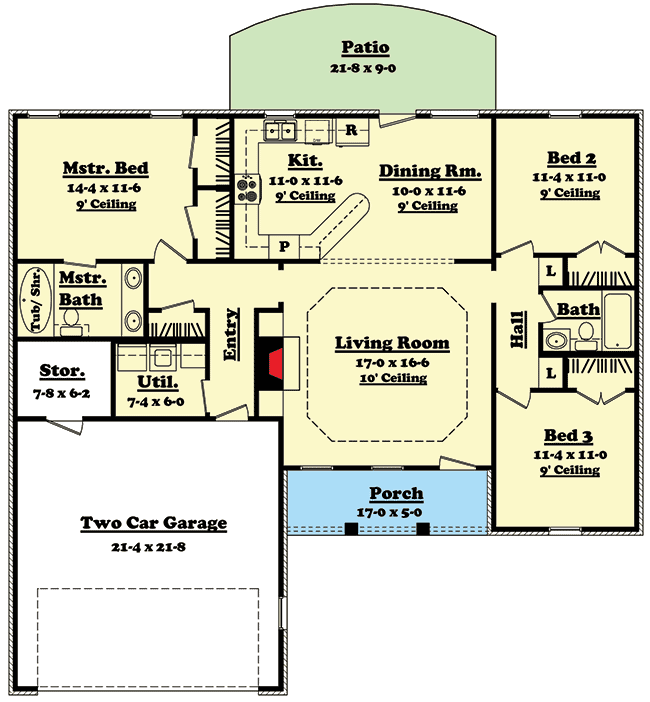 Split Bedroom Ranch Home Plan 11700HZ 1st Floor Master