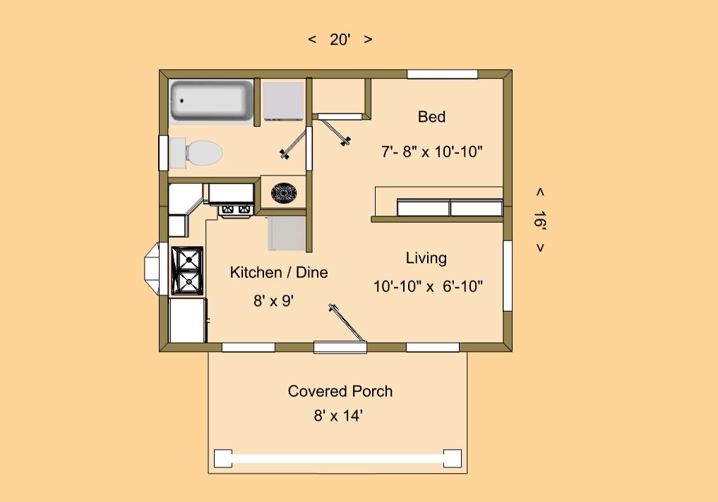 320 sq ft home Google Search Tiny house plans, Tiny