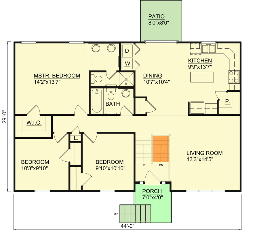 Split Level Country House Plan with LowerLevel Garage