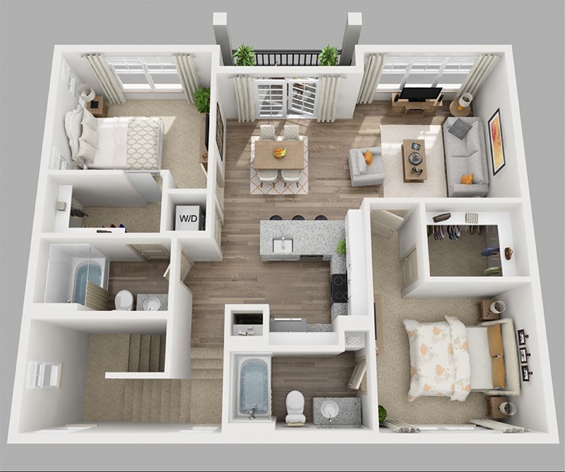 20 Designs Ideas for 3D Apartment or OneStorey Three