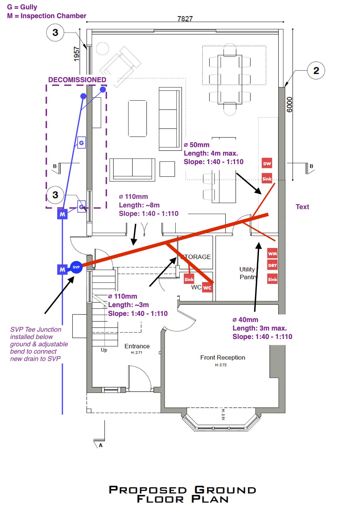 Drain Design for Remodel Ground Floor WC & Kitchen on