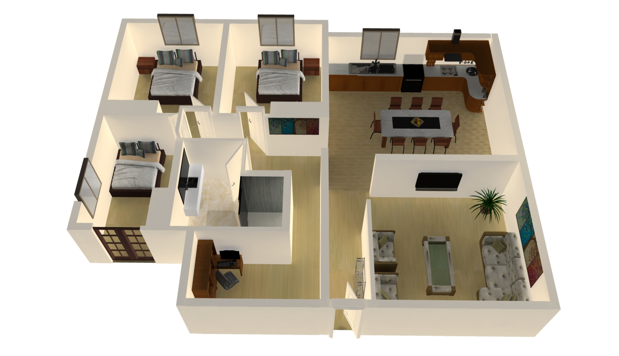 i will create a 2D floor plan with objects for 5 SEOClerks