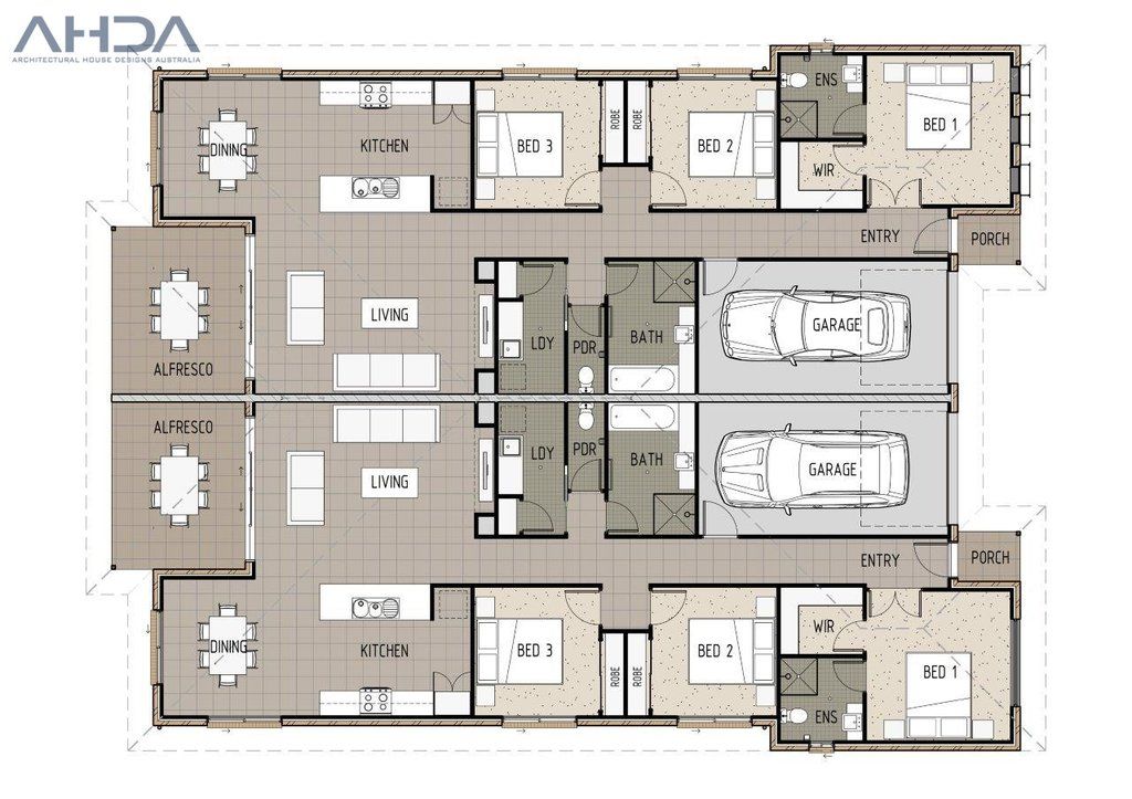 D3007 Duplex floor plans, Duplex design, Home design