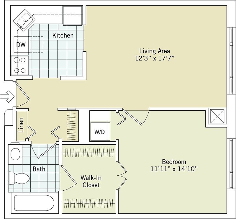 Large one bedroom Interactive Floor Plan Greenspring