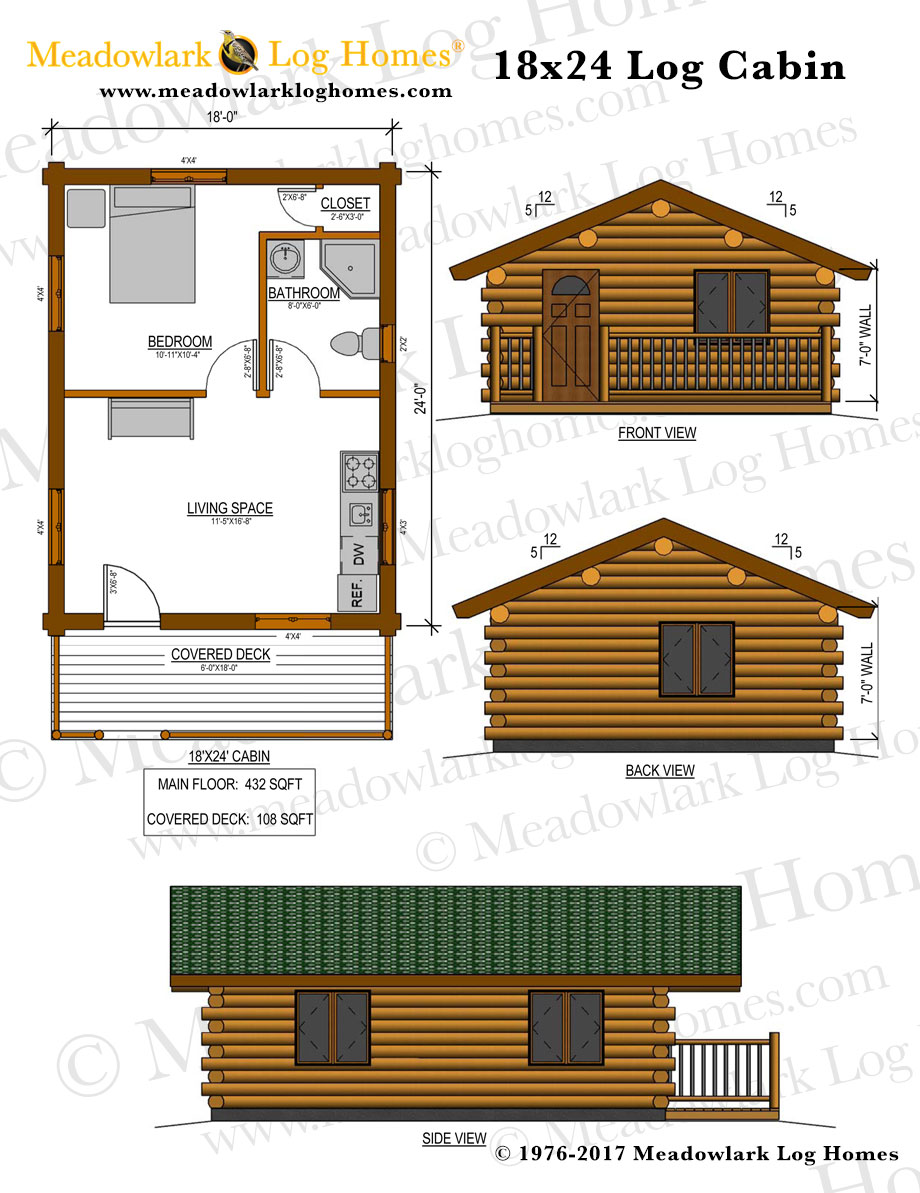 Montana Cabin 18x24 Meadowlark Log Homes