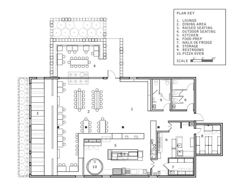 Pitfire Pizza Designed by Bestor Architecture Plan key