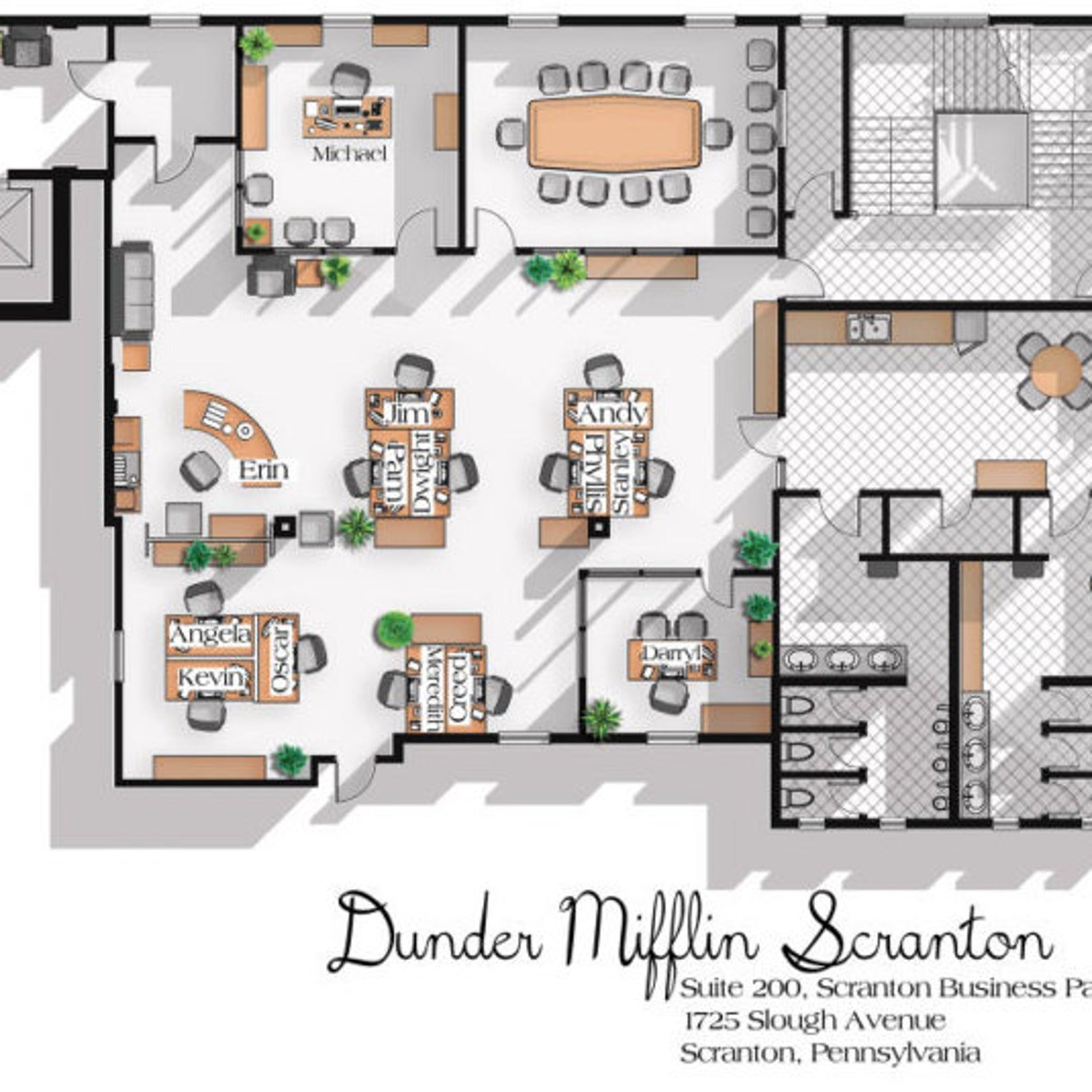 The Office US TV Show Office Floor Plan Dunder Mifflin