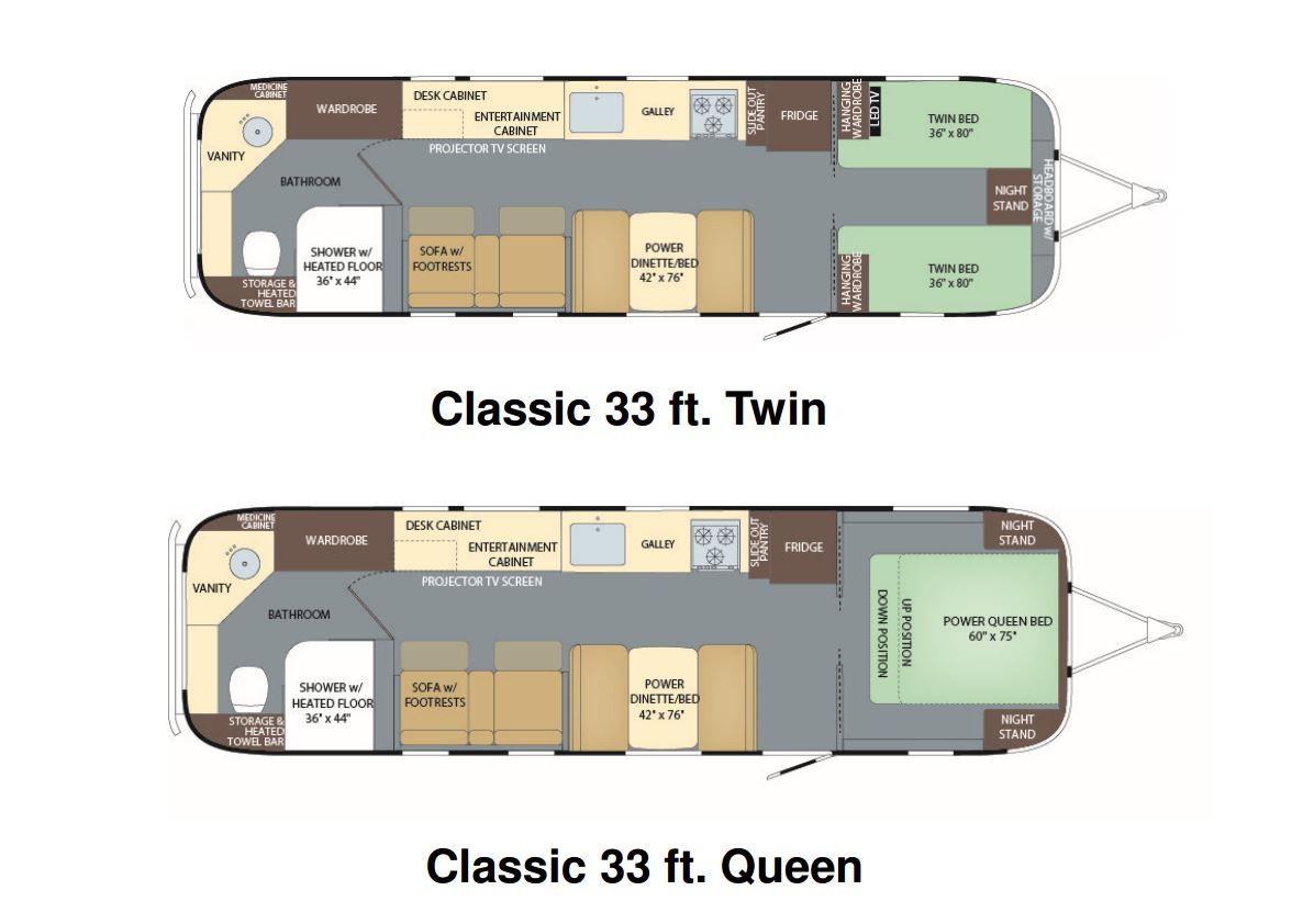 Floorplans for the new 2018 Airstream Classic 33! Rv