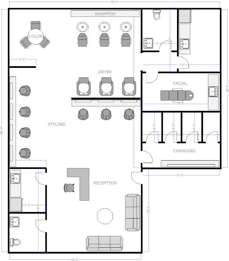 Salon Floor Plan 1 Example SmartDraw Room layout