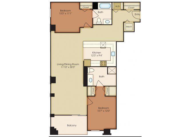 222 Saratoga The Calvert Floor plans, Closet bedroom
