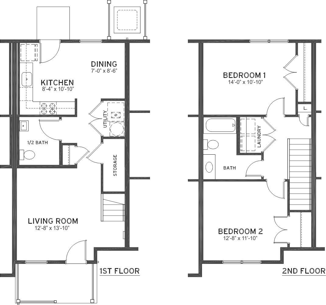 2 Bedroom 1 1/2 Bath Townhome Ashland Place