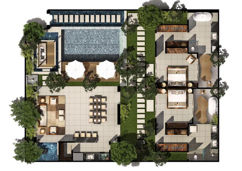 2 Bed Pool Villa Floor Plan Chandra Bali Villas