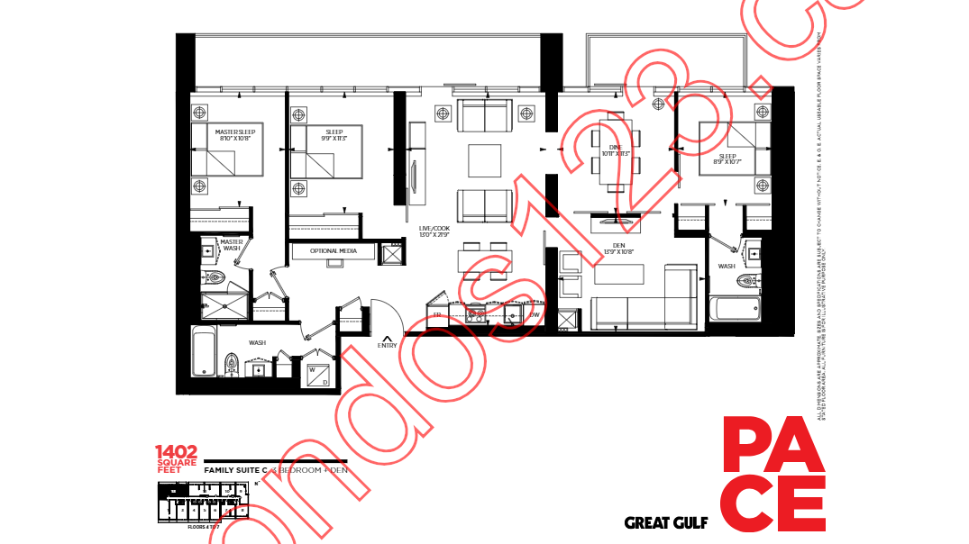 159 Dundas St East Condos 3 Bedroom Floor Plans