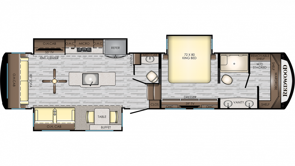 Redwood 390MB 5th Wheel Floor Plan