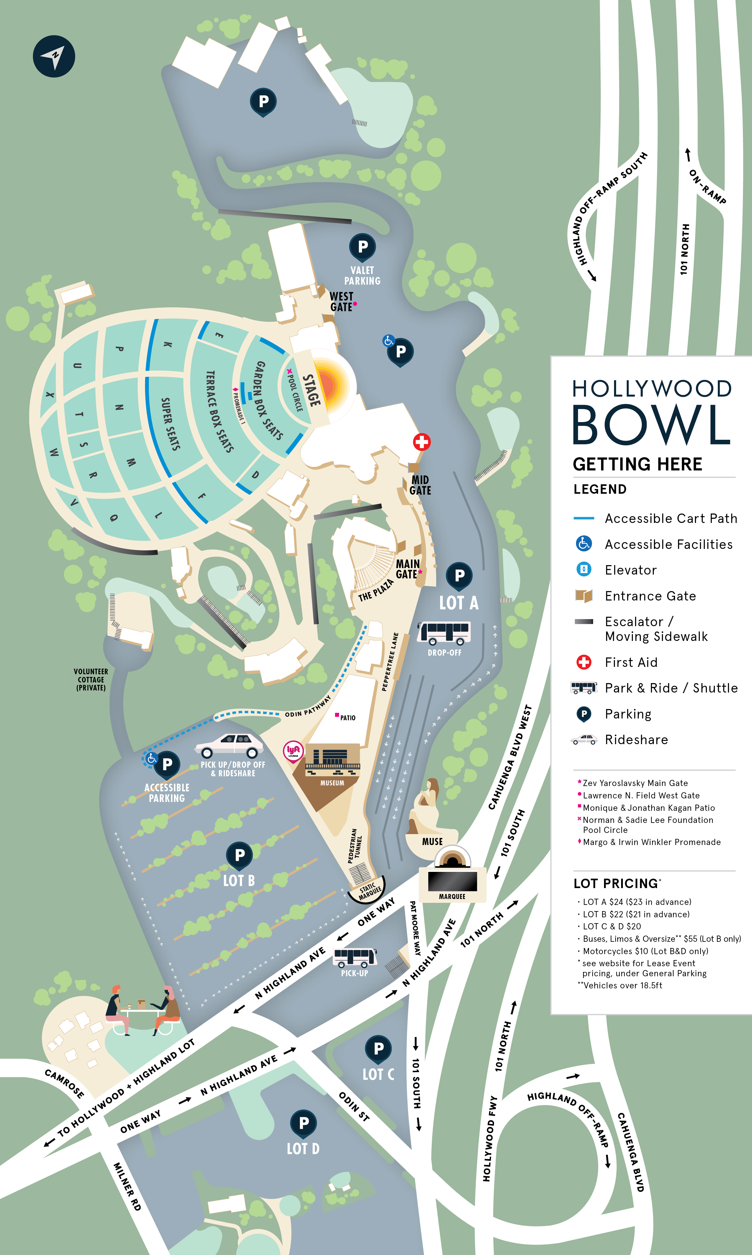 Hollywood Bowl Grounds Map Hollywood Bowl