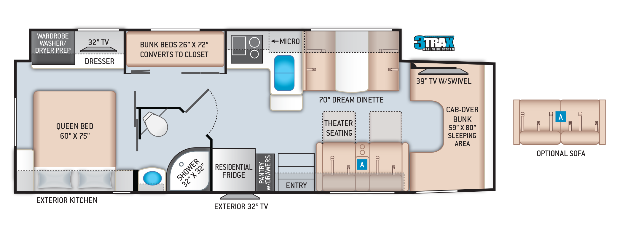 Omni Super C Diesel Motorhomes Floor Plan RB34 Thor