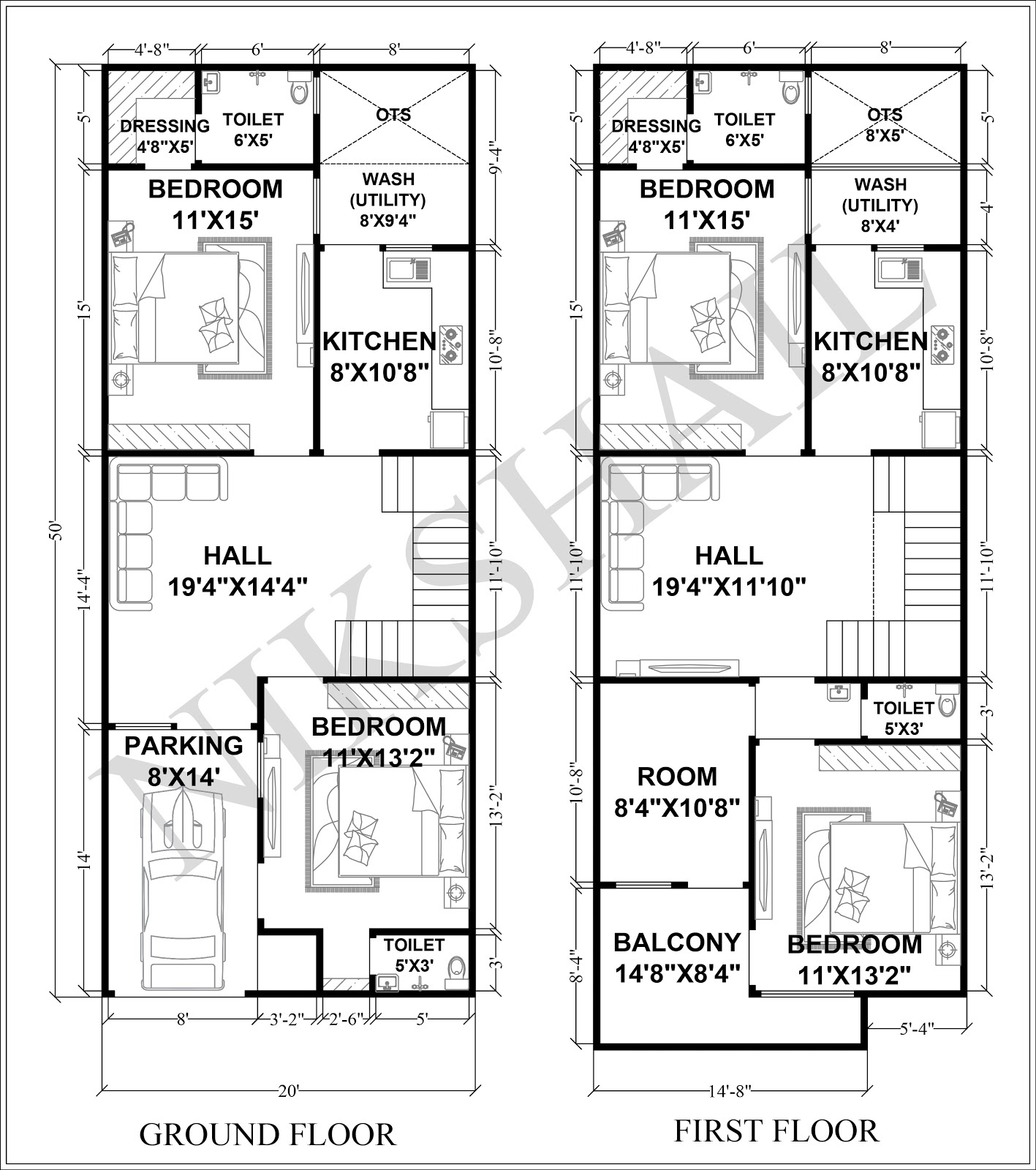 20x50 House Plan With 3d Elevation Gaines Ville Fine Arts