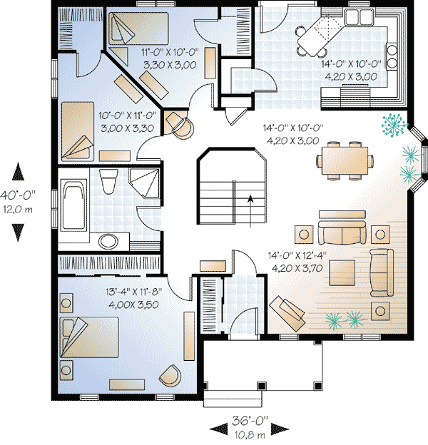 Economical Three Bedroom House Plan 21212DR 1st Floor