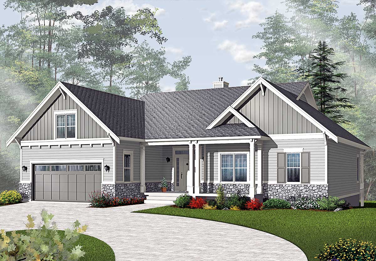 Airy CraftsmanStyle Ranch 21940DR Architectural
