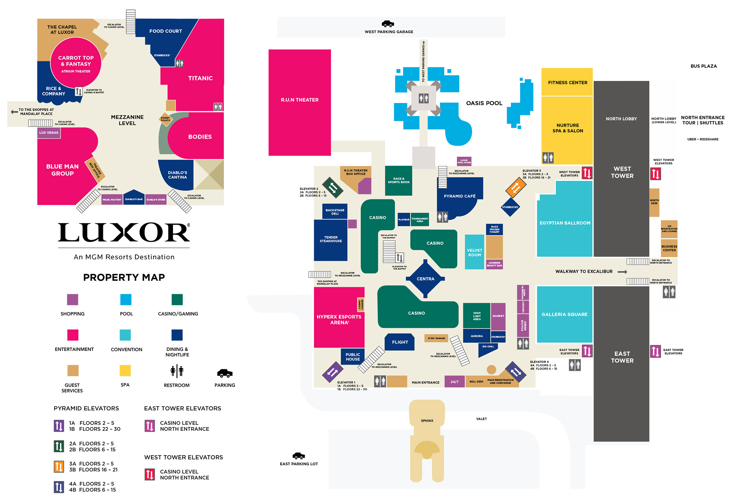 Luxor Casino Property Map & Floor Plans Las Vegas