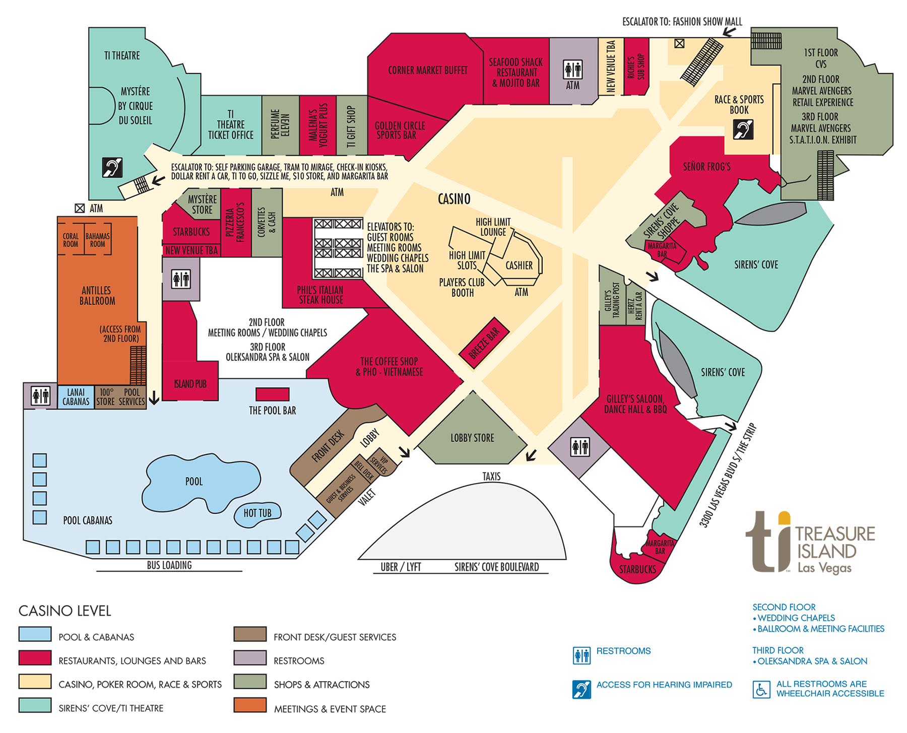 Treasure Island Casino Property Map & Floor Plans Las Vegas