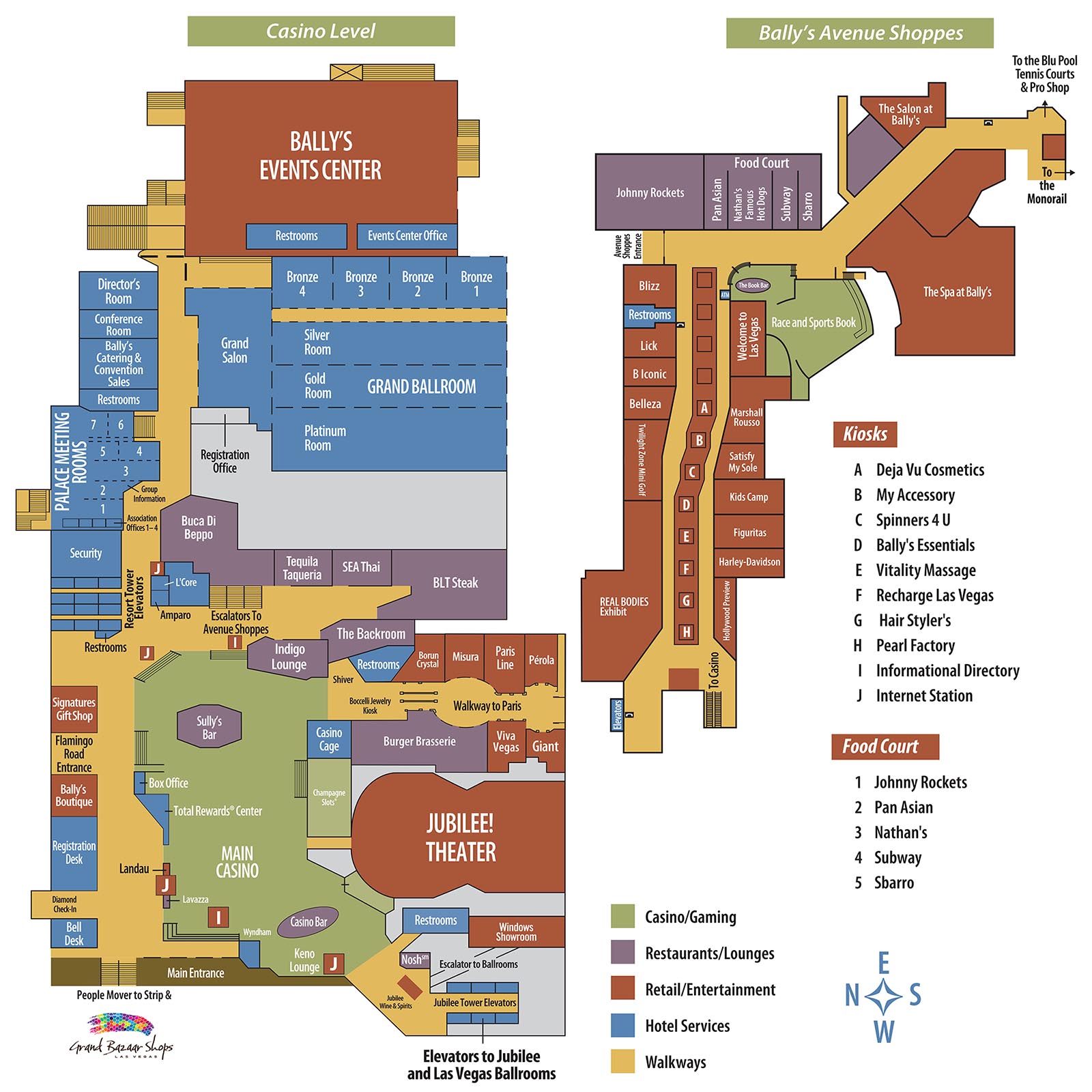 Bally's Casino Property Map & Floor Plans Las Vegas