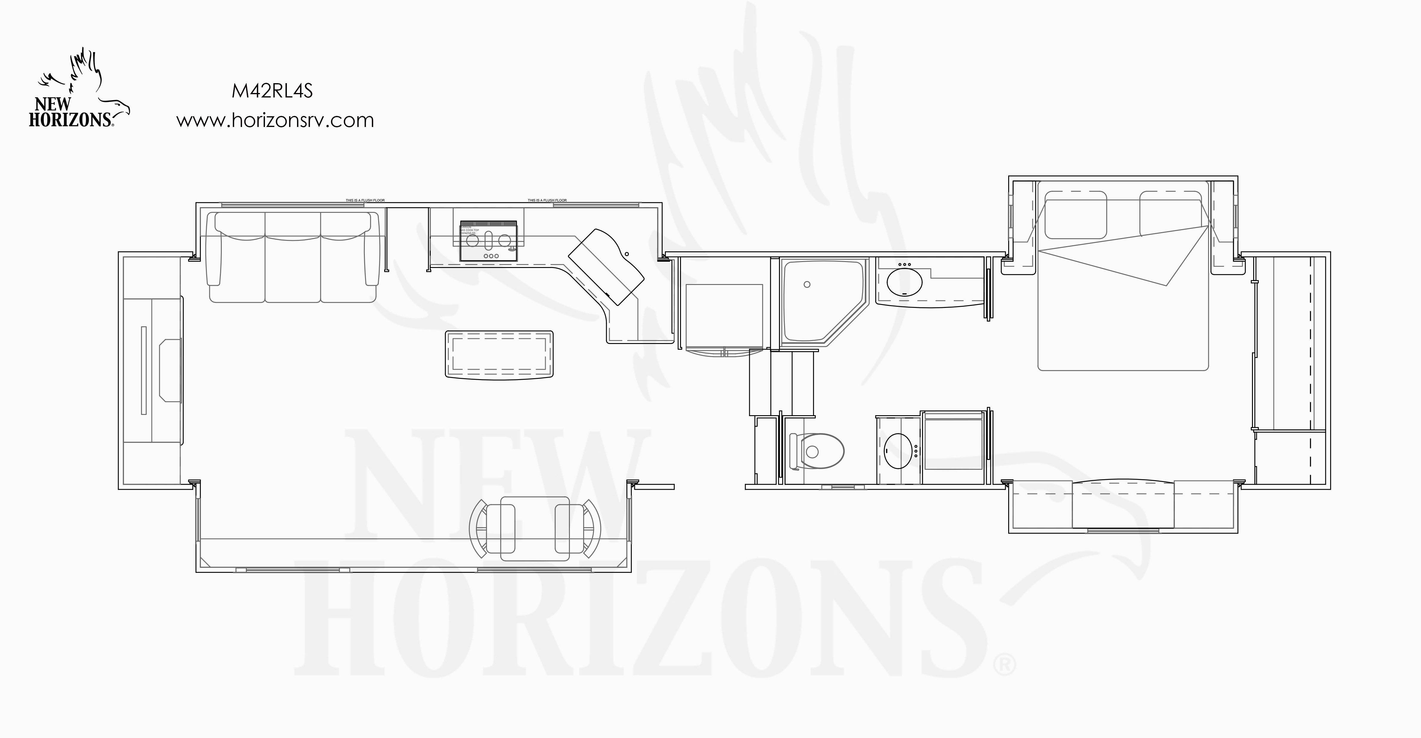 2020 New Horizons Majestic. RV Floor Plan. Custom, Luxury