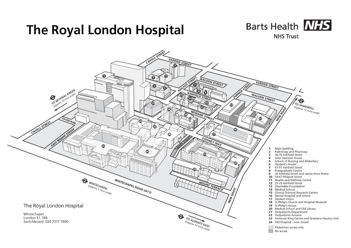Royal London Hospital Map Hospital, Midwifery, London