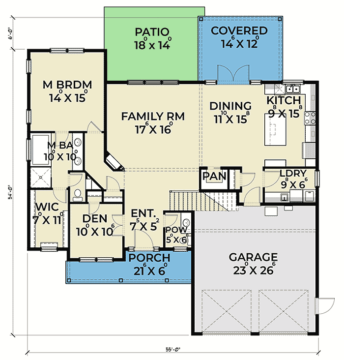 3Bed Craftsman House Plan with MainFloor Master Bedroom