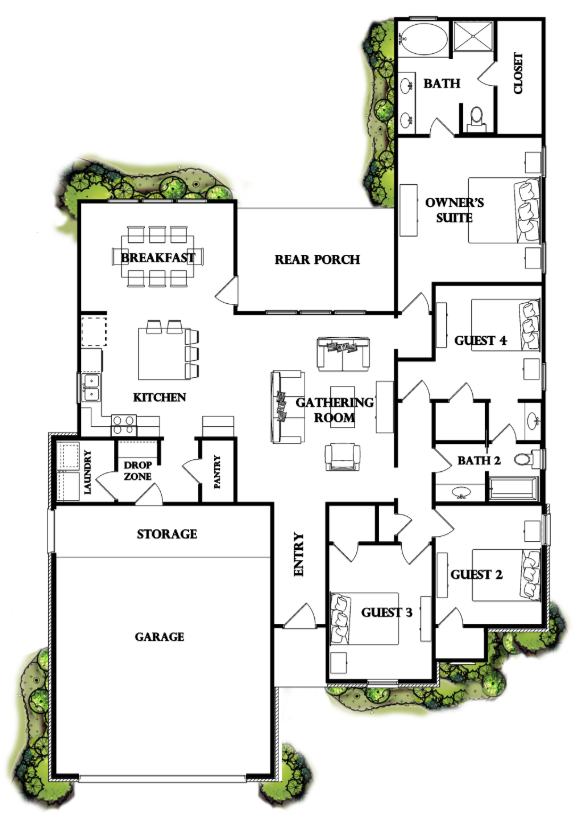 The Grant II 1800 Series Home Plan by Willie & Willie in