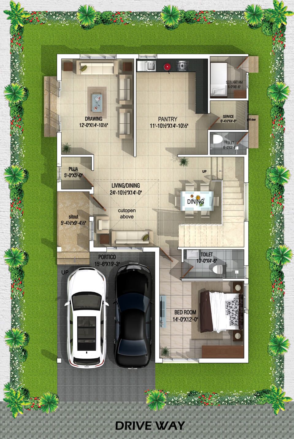 West Facing Bungalow Floor Plans Floorplansclick