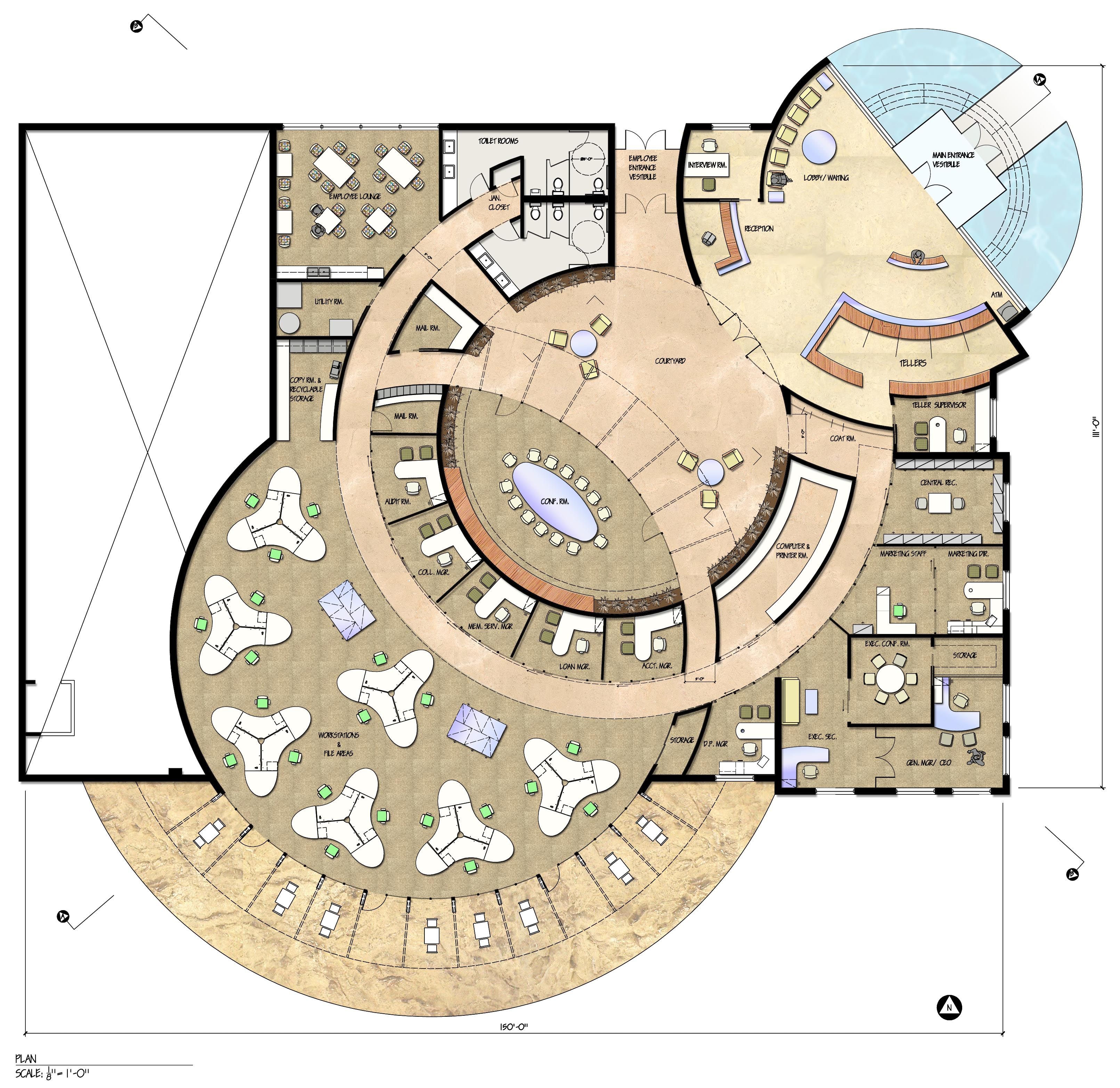 half circle floor plans Circular Building Floor Plan