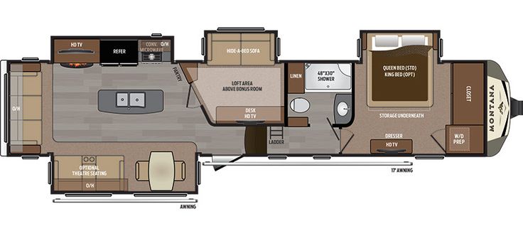Montana 3950BR. Midbunk floor plan. Office & bunk. 41