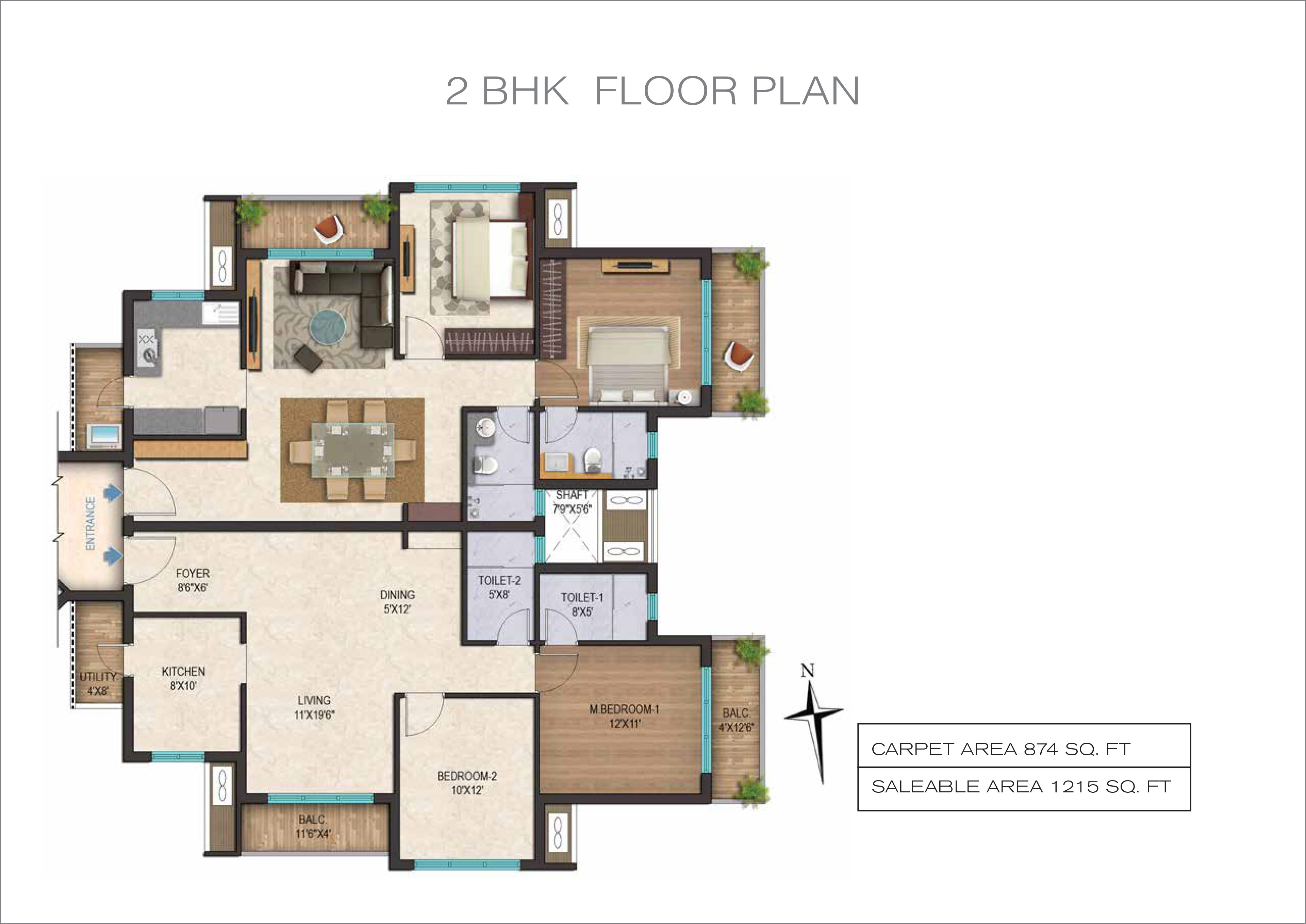 2 BHK, 2.5 BHK, 3 BHK Floor Plan of AF Tower Metrozone