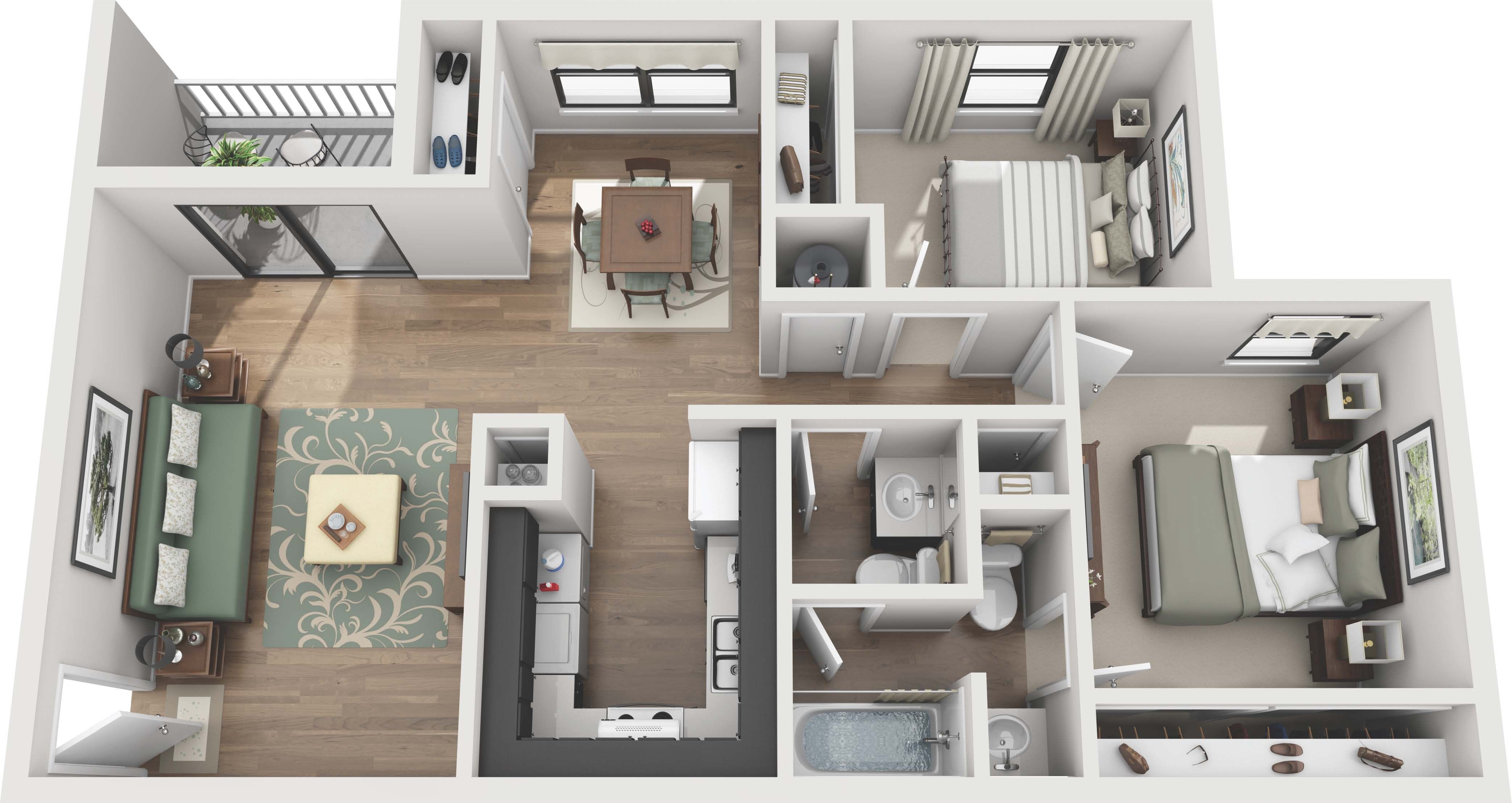 2 Bedroom Luxury Apartments in Franklin, TN Floor Plans