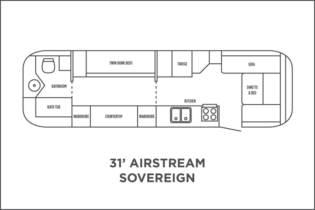 31’ Sovereign floor plan. Airstream Pinterest Airstream