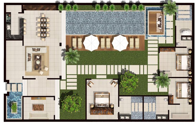 3 bedroom premium floorplan Chandra Bali Villas