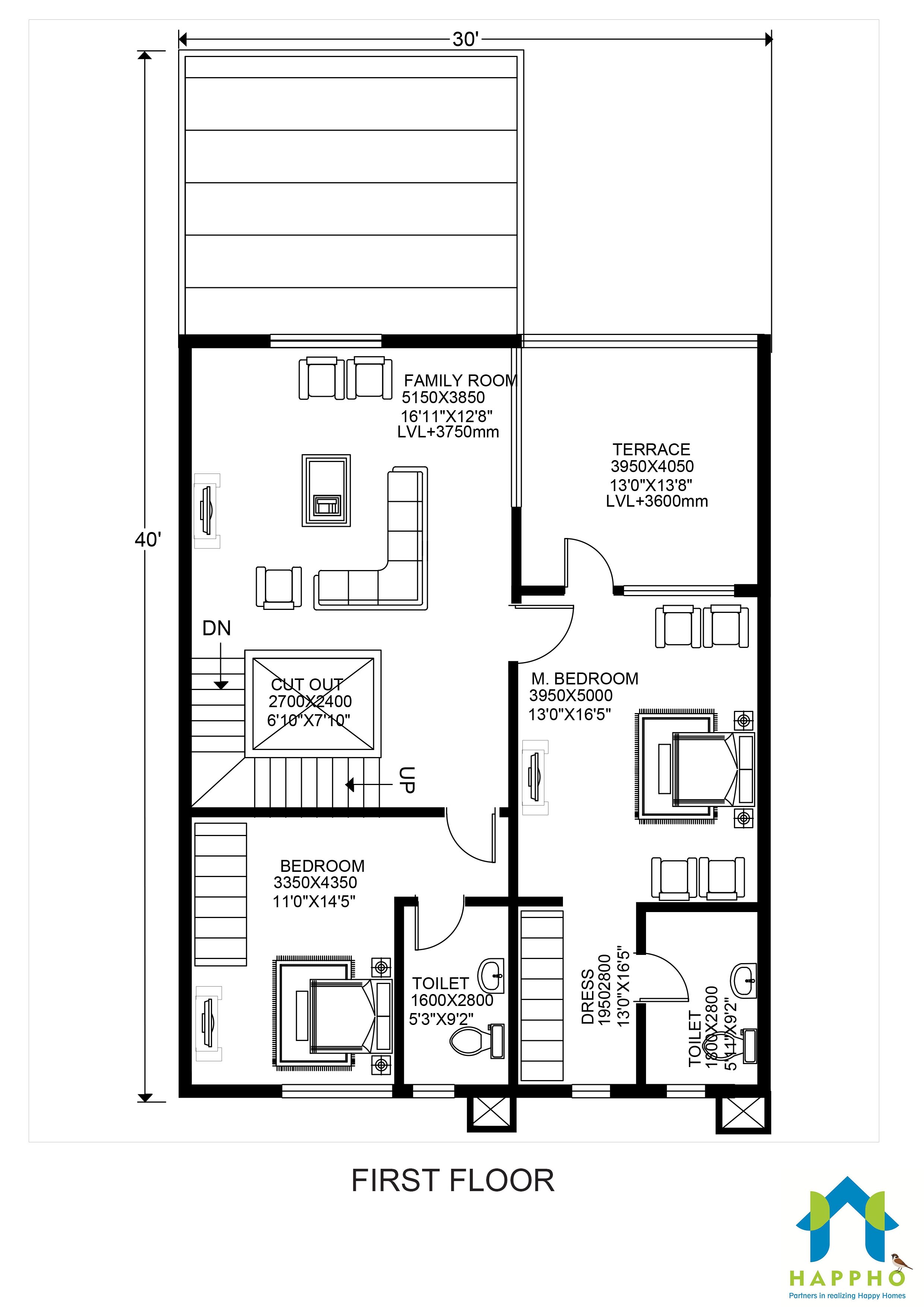 2 Bhk House Plan In 1200 Sq Ft East Facing