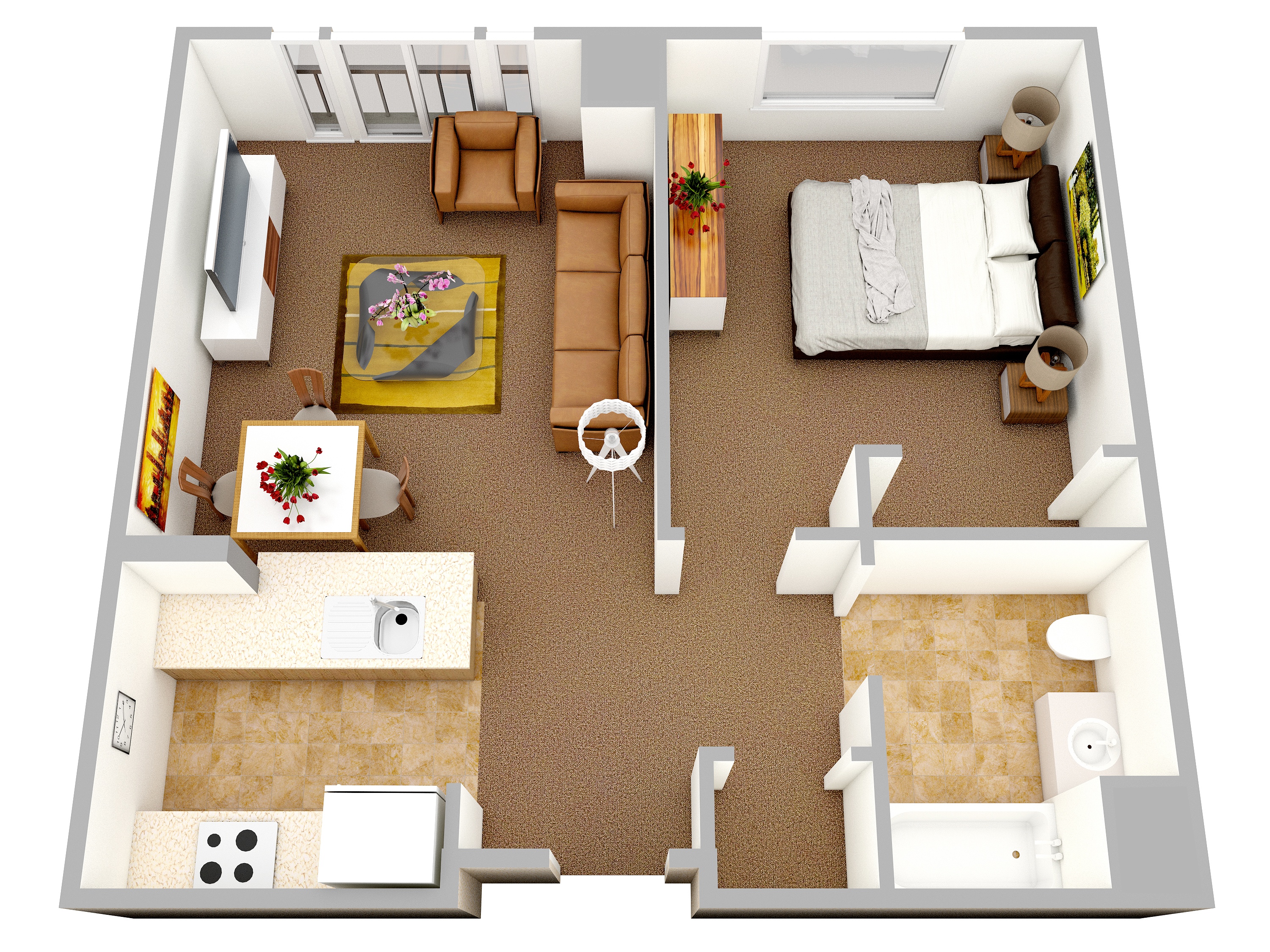 50 One “1” Bedroom Apartment/House Plans Architecture