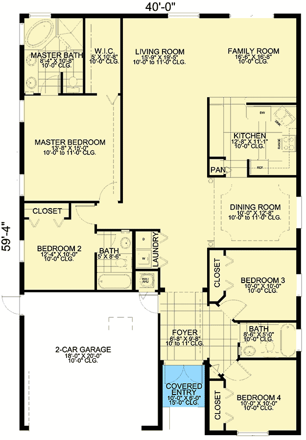 Narrow Lot Southern Home Plan 32094AA Architectural