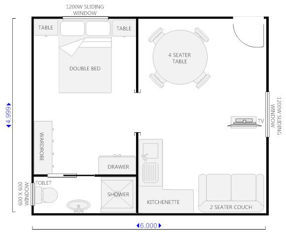 floor plan for granny flat 6m x 6m Google Search
