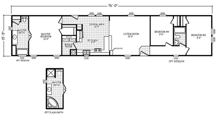 Alamosa 16 X 76 1172 sqft Mobile Home Factory Select