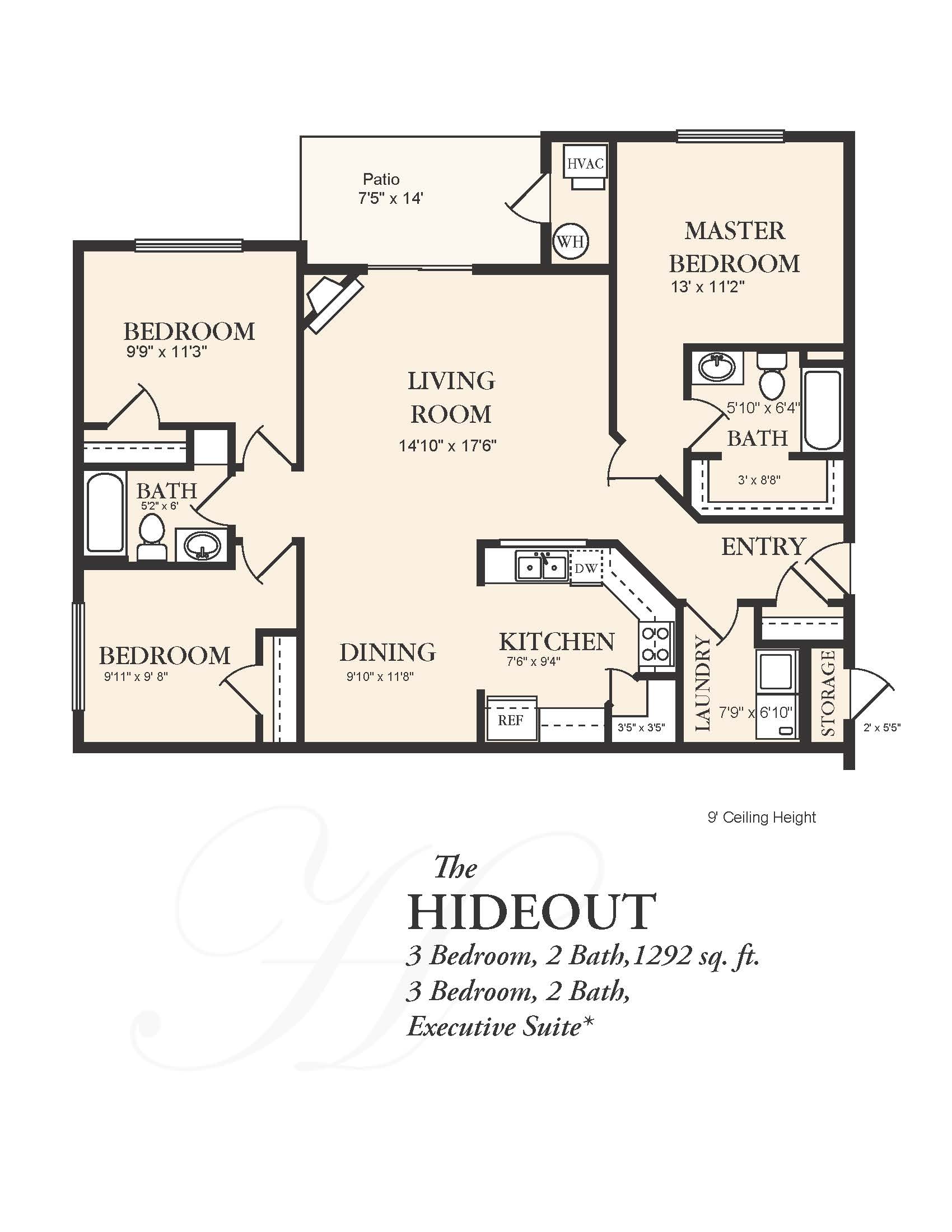 3 Bedroom Apartment priced at 1300 1292 1380 Sq Ft