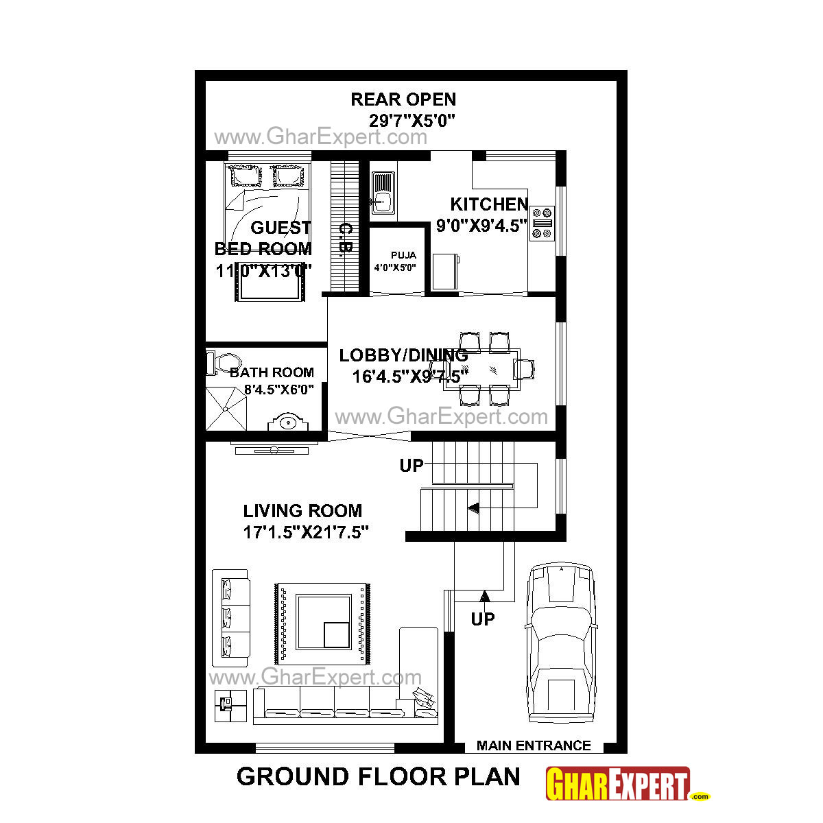 House Plan for 31 Feet by 49 Feet plot (Plot Size 169